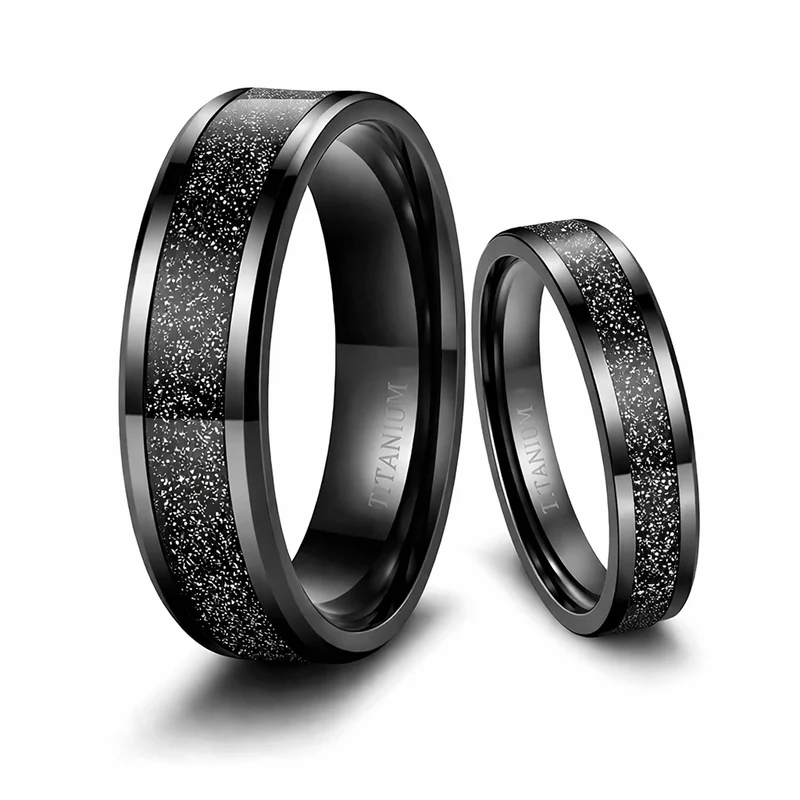 Black Titanium Wedding Rings For Couples