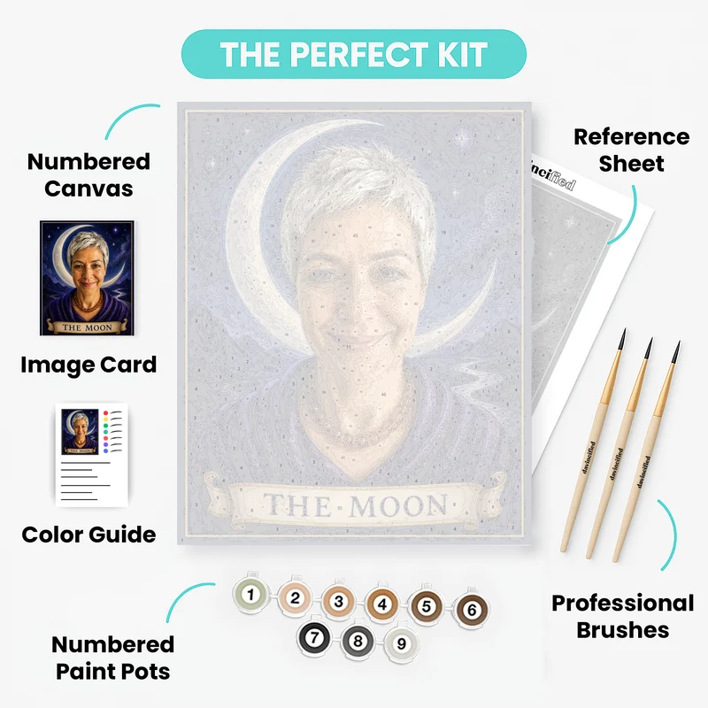 The Moon Tarot Card - Custom Paint by Numbers Kit