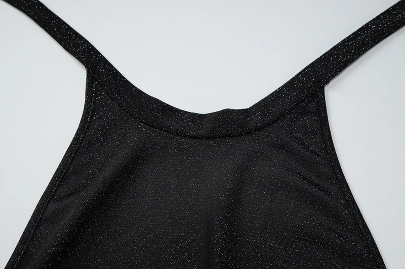 Halter self tie backless crewneck romper