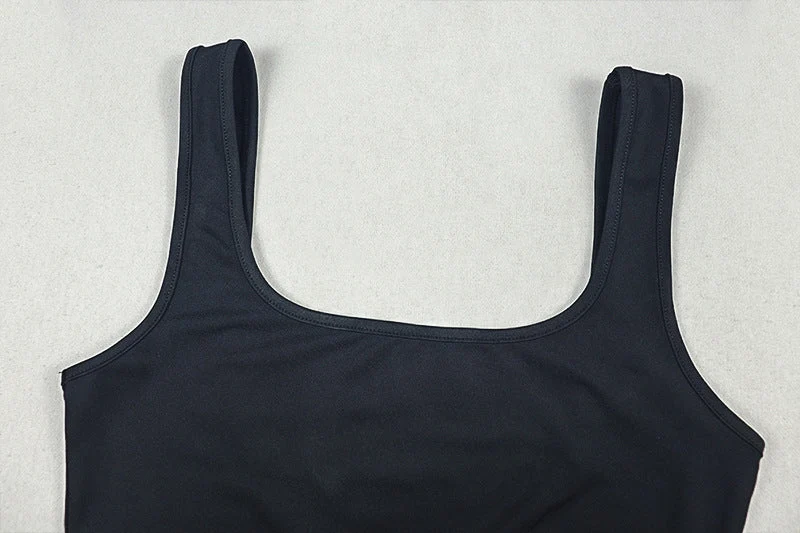 Hollow out square neck backless tank jumpsuit