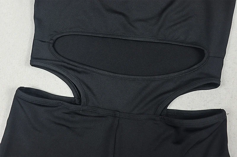 Hollow out square neck backless tank jumpsuit