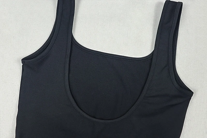 Hollow out square neck backless tank jumpsuit