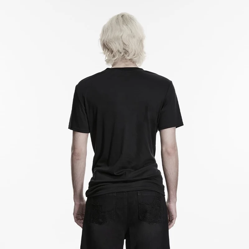 Herren-Punkhemd mit asymmetrischen Schnallenriemen und Print