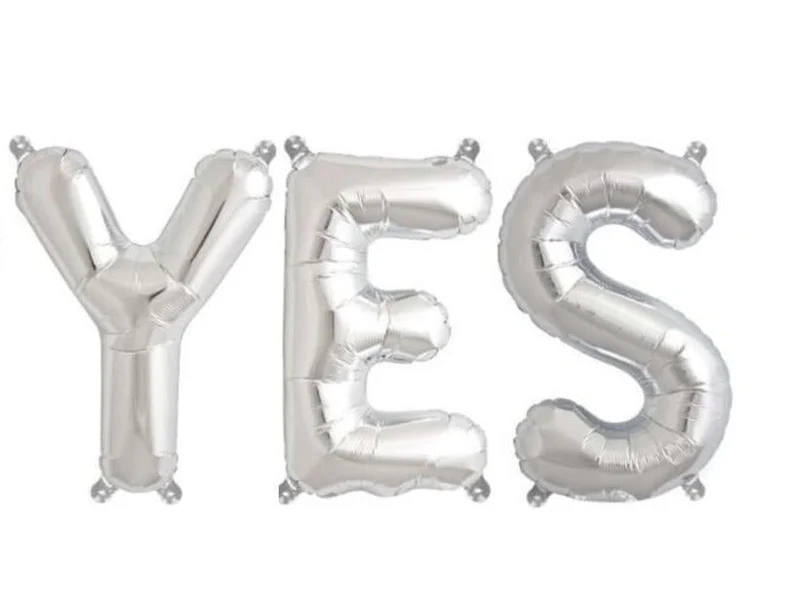 Ballonschriftzug "YES" Silber