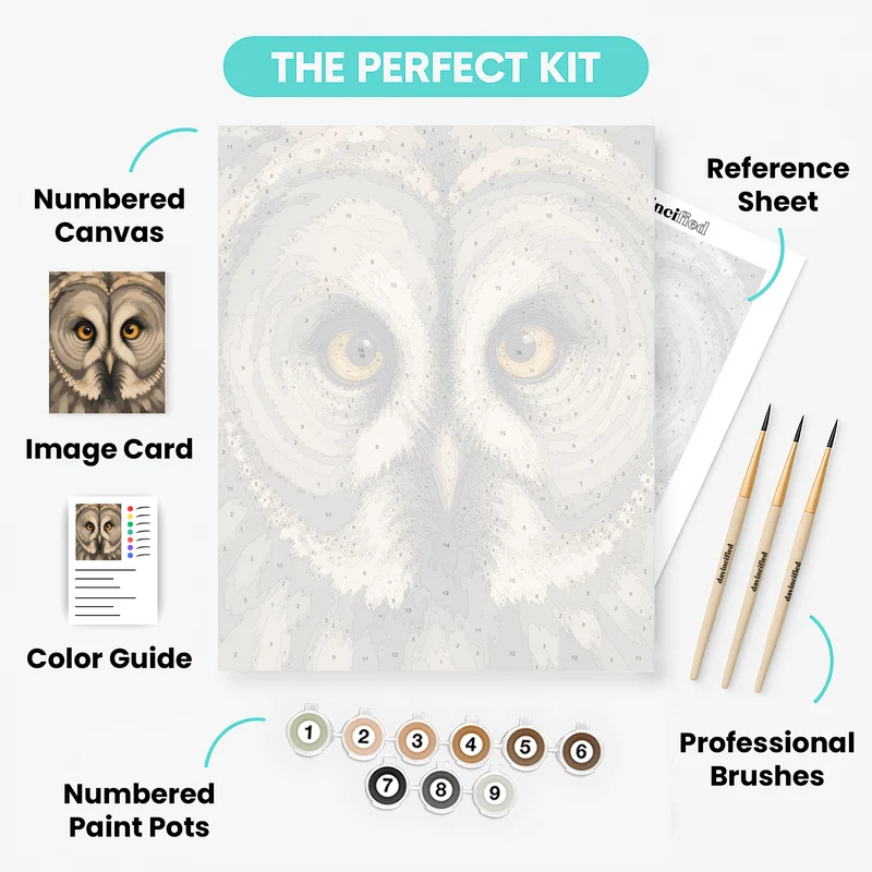 Amber-Eyed Owl Gaze - Paint by Numbers Kit