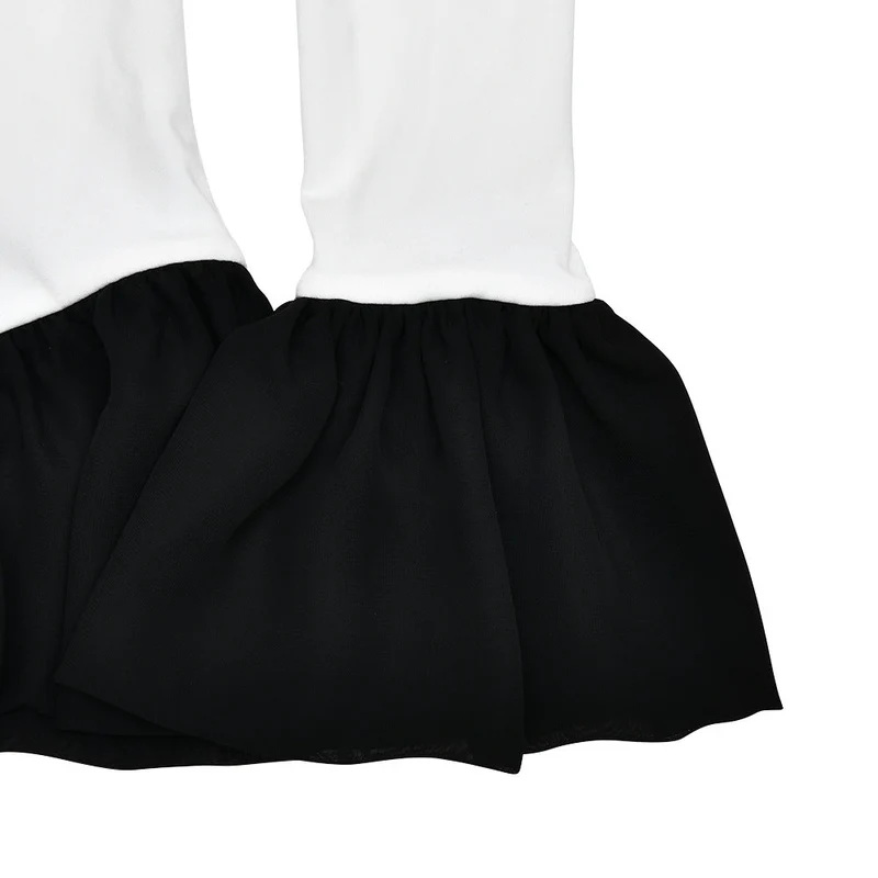 High neck long flared sleeve zip-up contrast romper