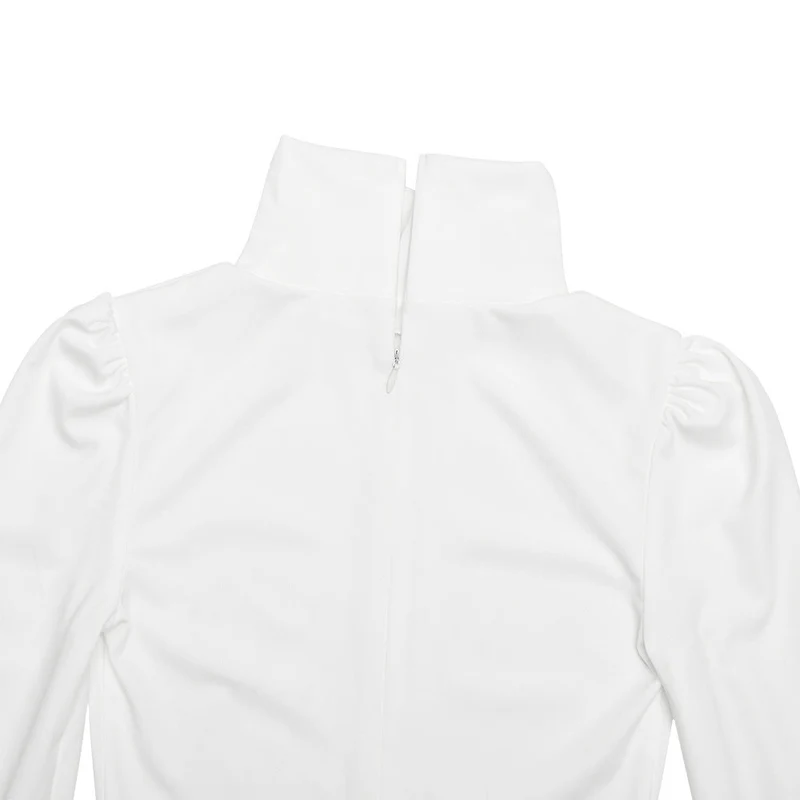High neck long flared sleeve zip-up contrast romper