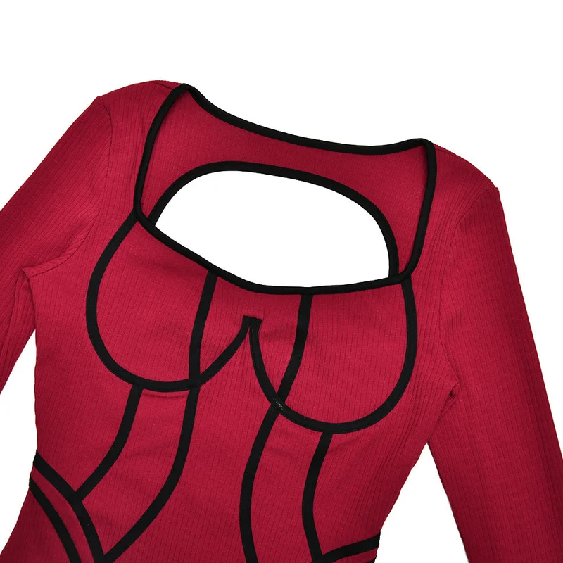 Backless long sleeve low cut jumpsuit