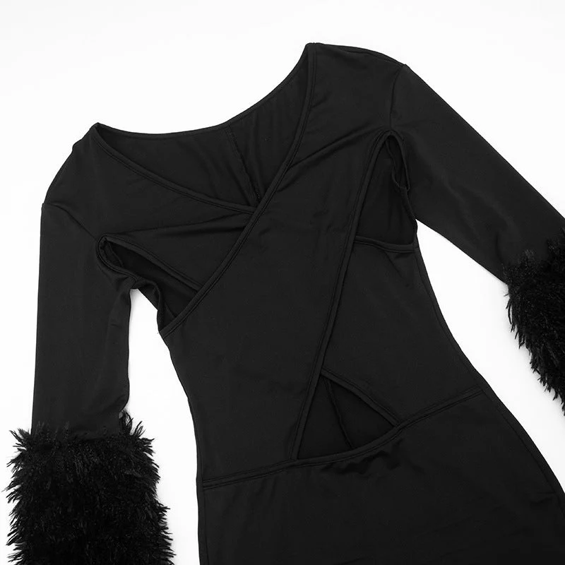 Cut out long sleeve v neck jumpsuit