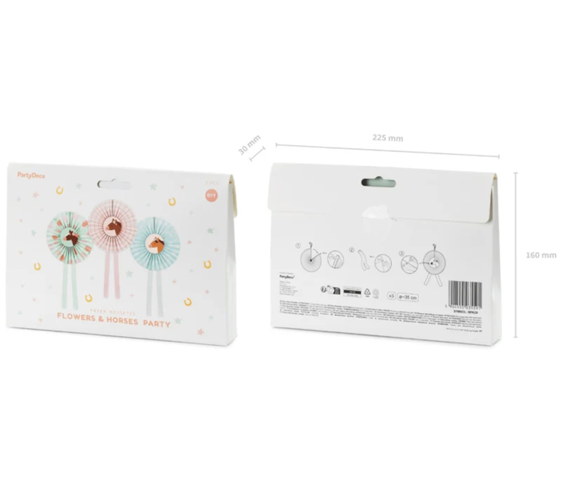 Papier-Fächer-Set Pferde 3 Stk.
