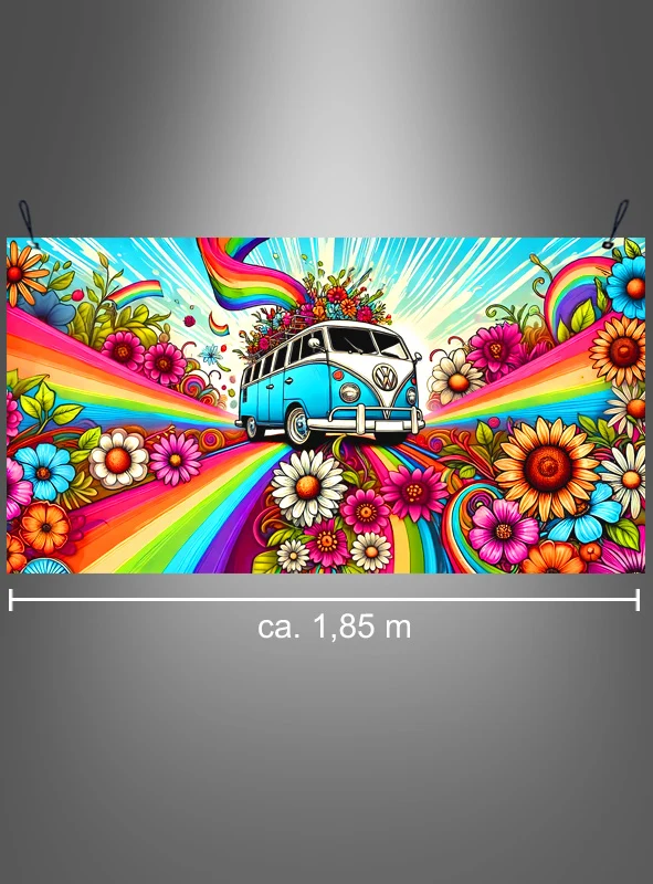 70er Jahre Hippie Bus 100x185cm Wandbild waschbar