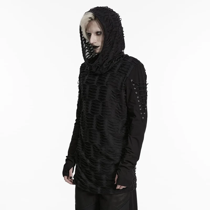 Gothic-Herren-Kapuzenpullover mit Rissen