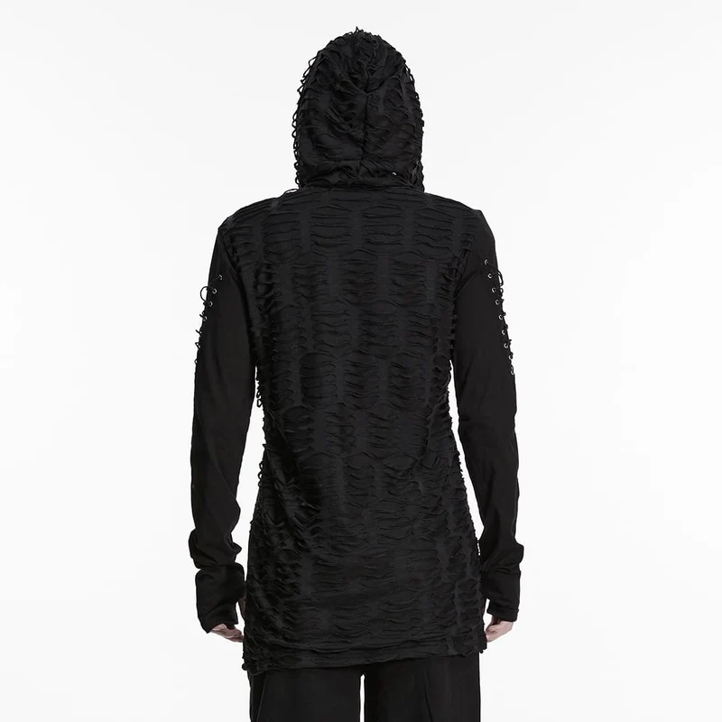 Gothic-Herren-Kapuzenpullover mit Rissen