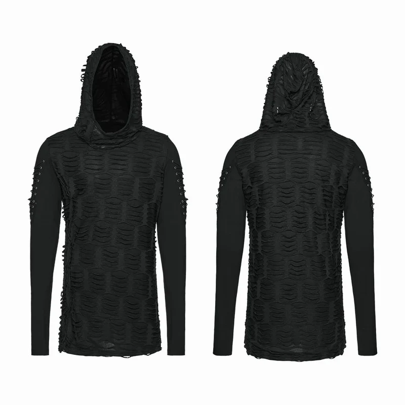 Gothic-Herren-Kapuzenpullover mit Rissen