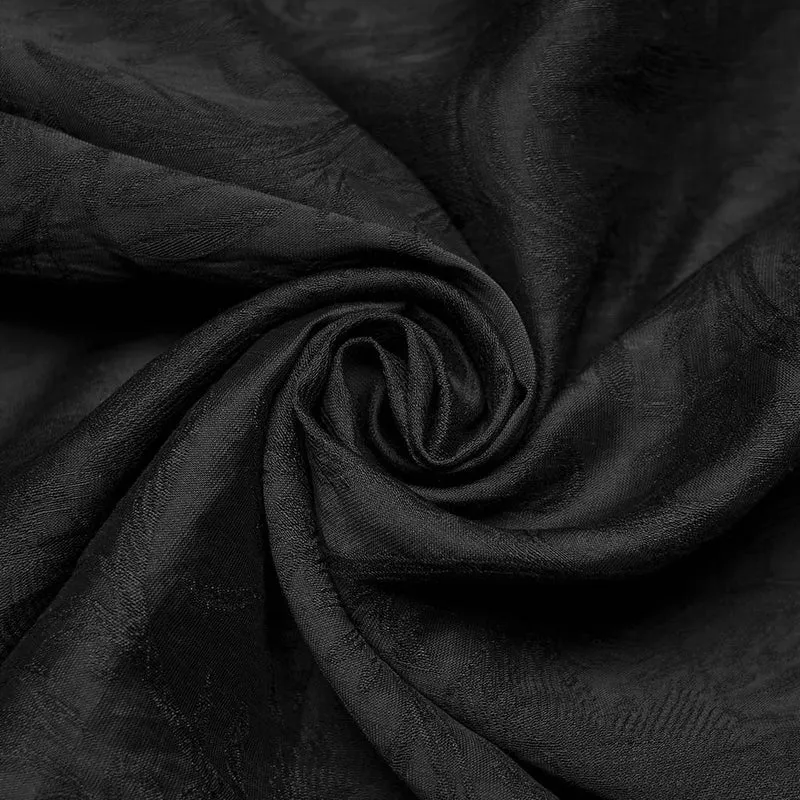 Schwarzes Herren-Langarmhemd mit Gothic-Jacquardmuster und Lagenlook