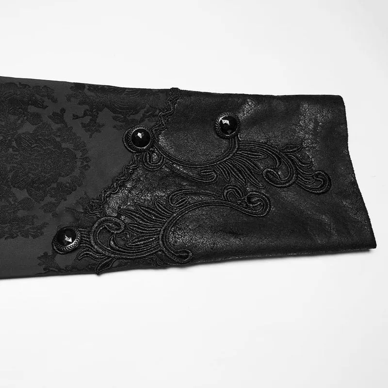 Schwarzer Punk-Kapuzenmantel für Herren mit Jacquard-Stickerei
