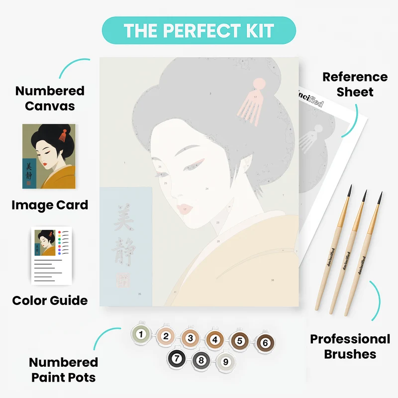 Coral Hair Ornament Geisha - Paint by Numbers Kit