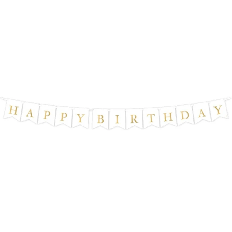 Papiergirlande "Happy Birthday" Weiß