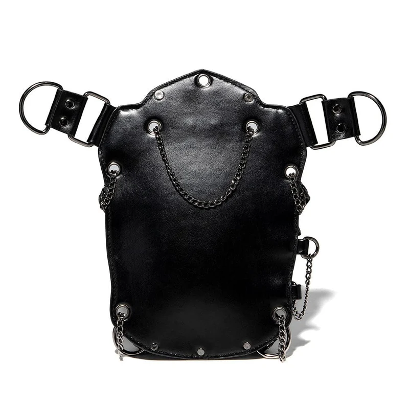 Unisex Punk Nietenbesetzte Totenkopf-Kettentasche