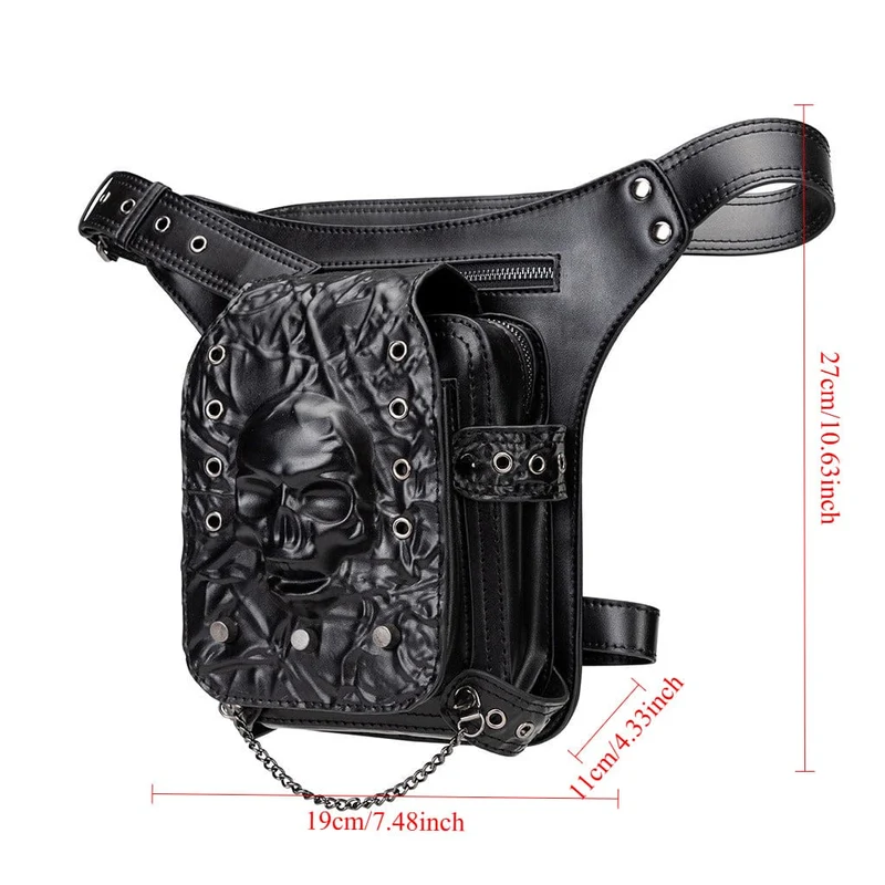 Unisex Punk-Tasche mit Ösennieten und Totenkopfmotiv
