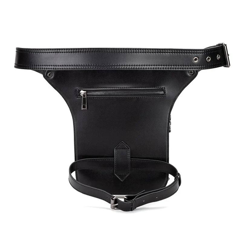 Unisex Punk-Tasche mit Ösennieten und Totenkopfmotiv