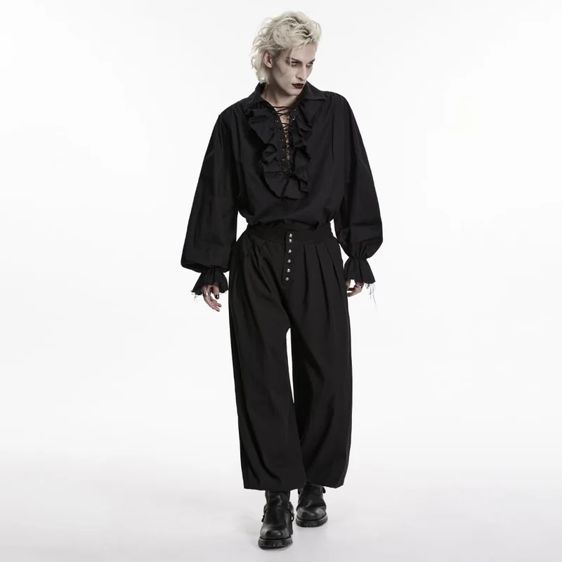 Gothic-Herrenhose mit Raffungen und schmal zulaufendem Bein