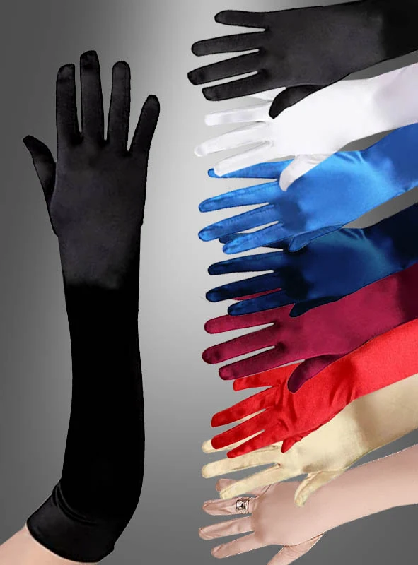 Satin Handschuhe lang versch. Farben