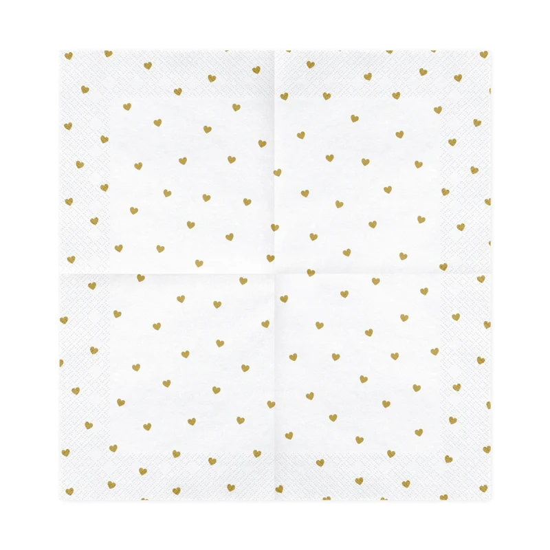 Servietten Herzchen Gold