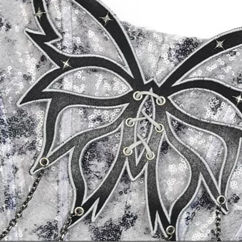 Glitter metal chain tube top