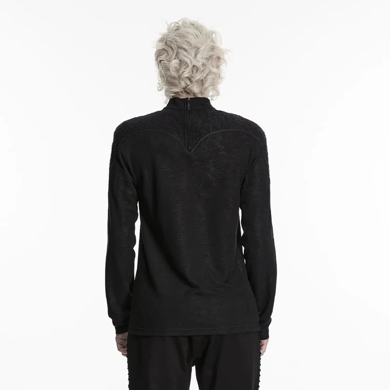 Gothic-Herren-Rollkragenpullover mit Aufklebern und langen Ärmeln