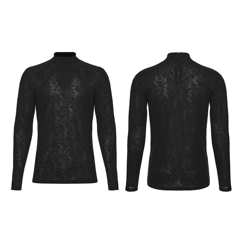 Gothic-Herren-Rollkragenpullover mit Aufklebern und langen Ärmeln