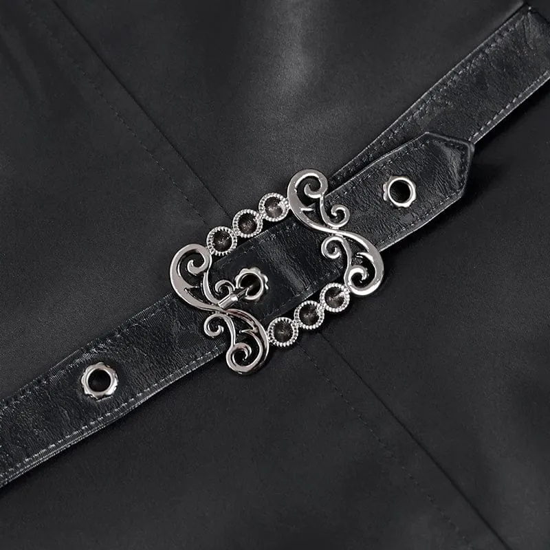 Schwarze Herrenweste mit Gothic-Jacquardmuster, einreihig, Neckholder