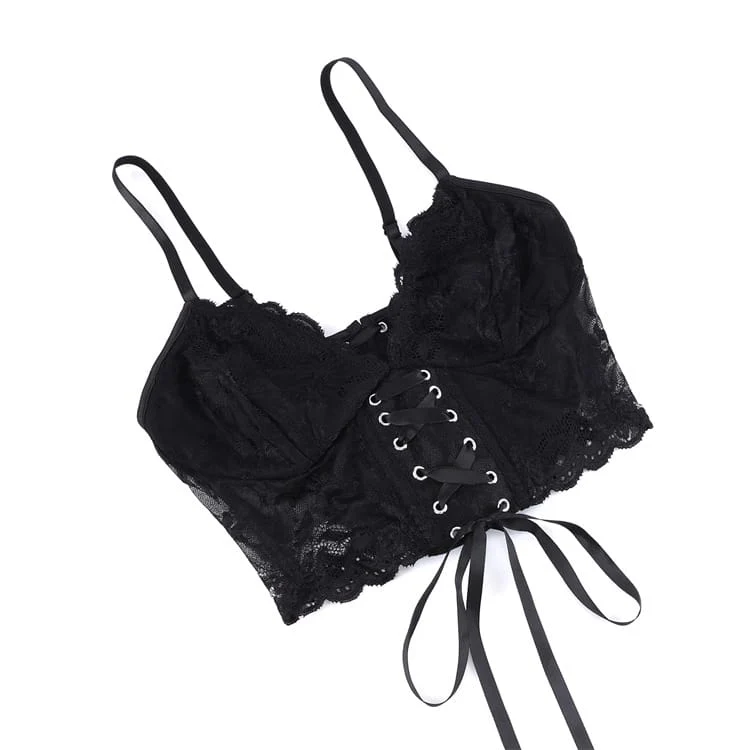 Gothic-Bustier für Damen mit Blumenmuster, Schnürung und Mesh-Einsätzen