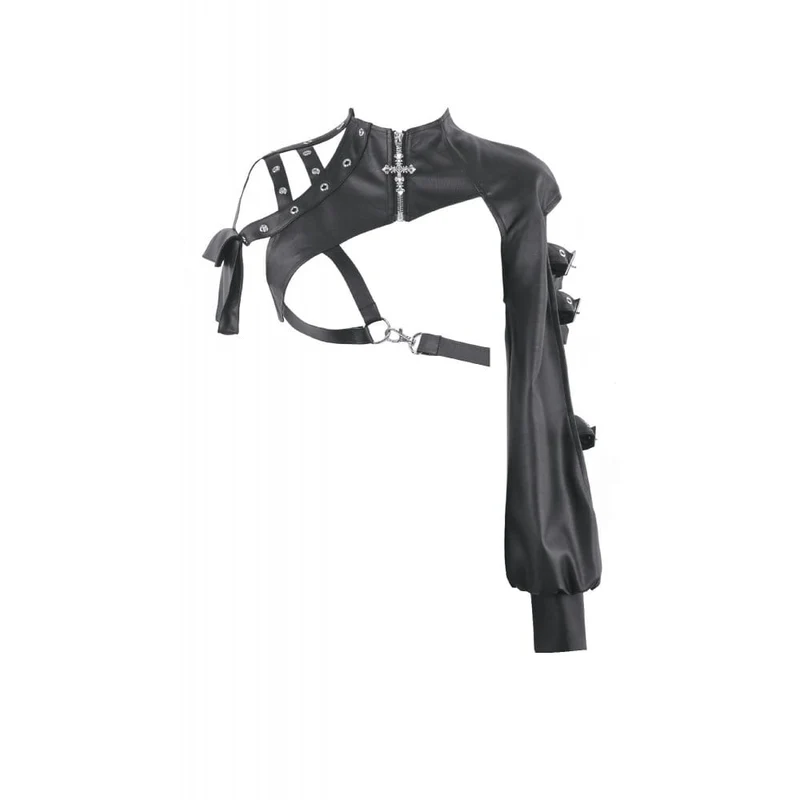 Punk-Cape für Damen mit asymmetrischem Ösenverschluss, Schnallenriemen und Cut-out-Details