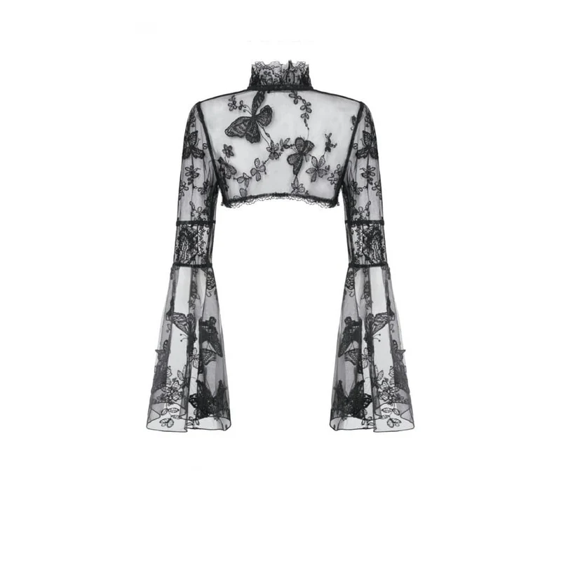 Gothic-Cape für Damen mit Schmetterlingsstickerei, ausgestellten Ärmeln und Spitze