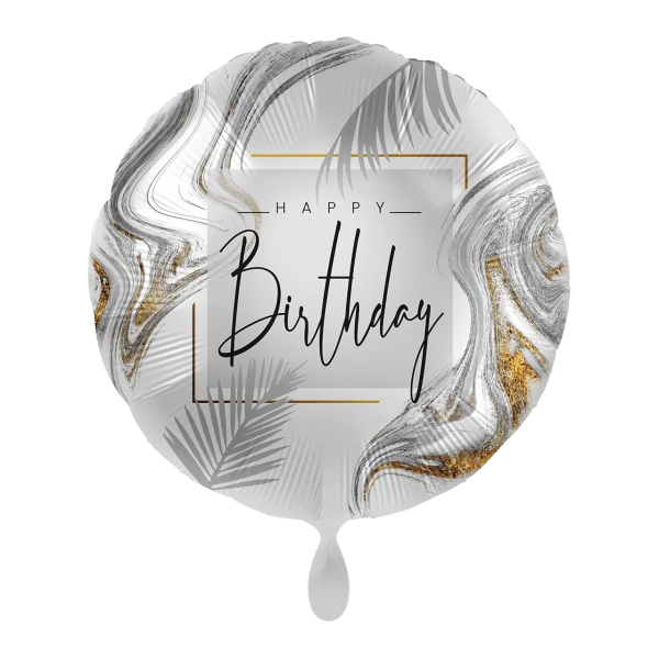 Geburtstagsballon "Happy Birthday" Liquid Silver