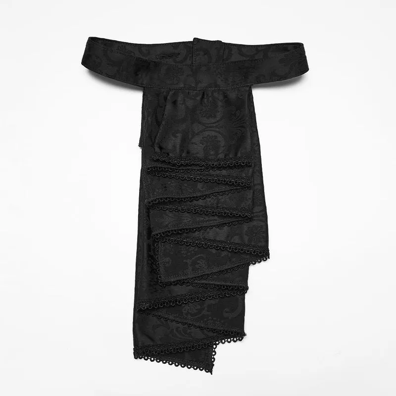 Schwarzes Herrenhemd im Gothic-Stil mit Stehkragen, Stickerei und abnehmbarer Krawatte