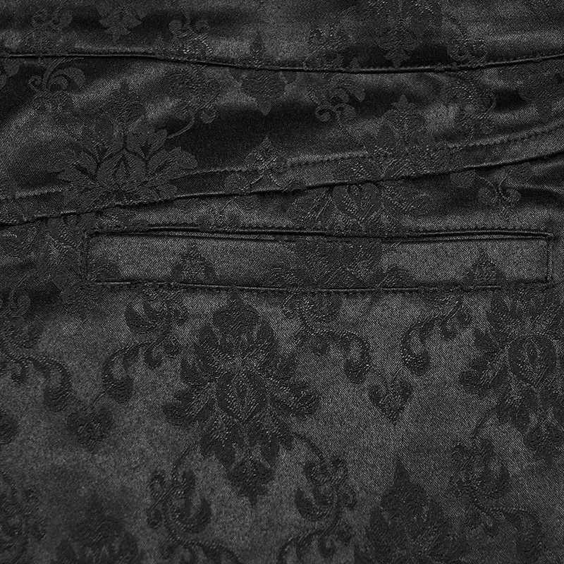 Gothic-Herrenhose mit floralem Jacquardmuster und doppelter Knopfleiste