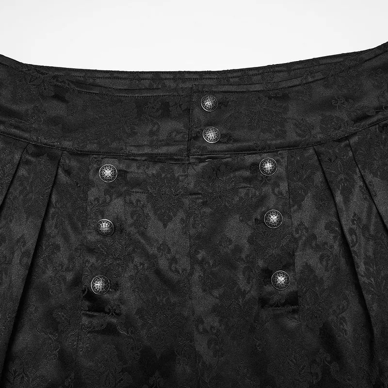 Gothic-Herrenhose mit floralem Jacquardmuster und doppelter Knopfleiste