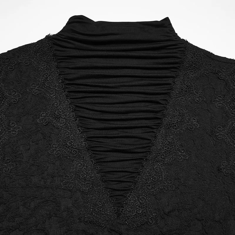 Gothic-Herren-Rollkragenpullover mit Raffungen und kurzen Ärmeln