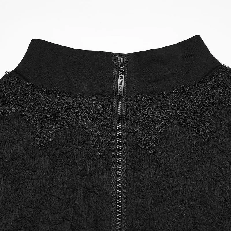 Gothic-Herren-Rollkragenpullover mit Raffungen und kurzen Ärmeln