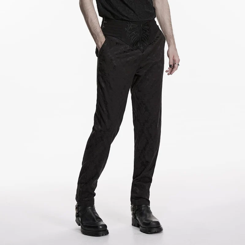 Gothic-bestickte Faltenhose für Herren