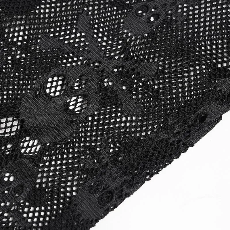 Punk-Tanktop für Herren mit Totenkopf-Kapuze und Mesh-Einsatz