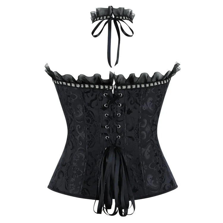 Gothic-Jacquard-Schnürkorsett für Damen mit Choker