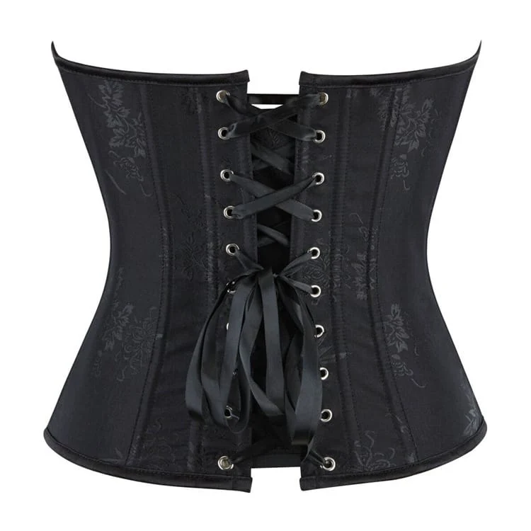 Gothic-Korsett für Damen mit floralem Jacquardmuster, Schnürung und Reißverschluss über der Brust