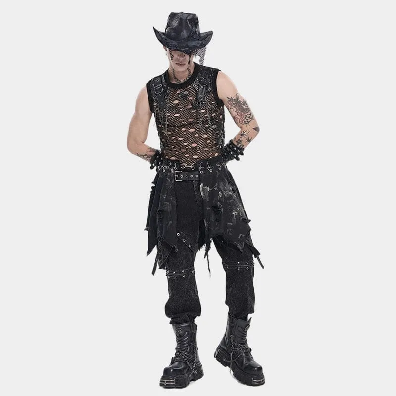 Punk-Rock für Herren, unregelmäßig, zerrissen, ungesäumt