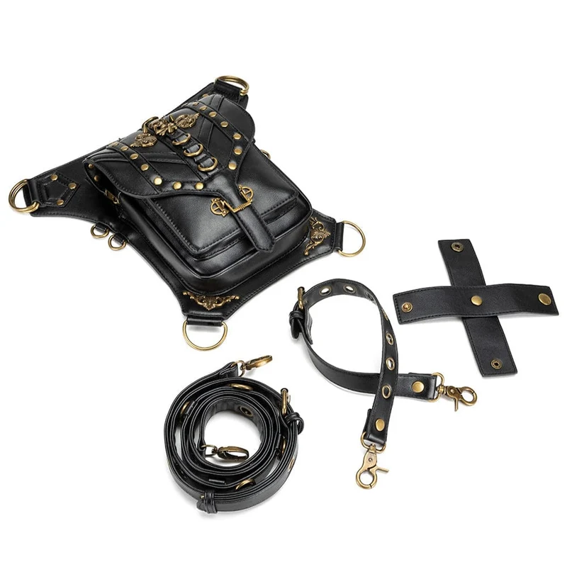 Unisex Punk Nieten Totenkopf Bauchtasche