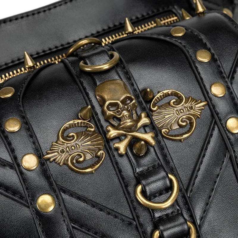 Unisex Punk Nieten Totenkopf Bauchtasche