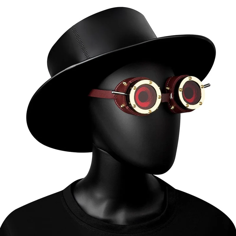 Unisex Steampunk-Brille mit roten Gläsern