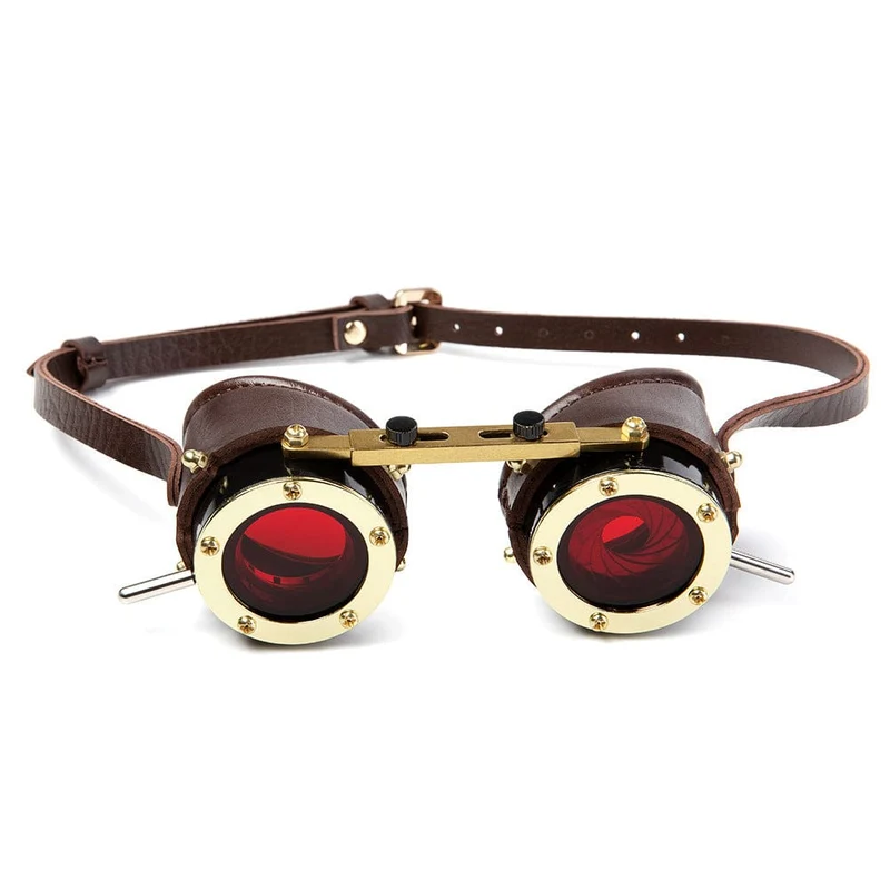 Unisex Steampunk-Brille mit roten Gläsern
